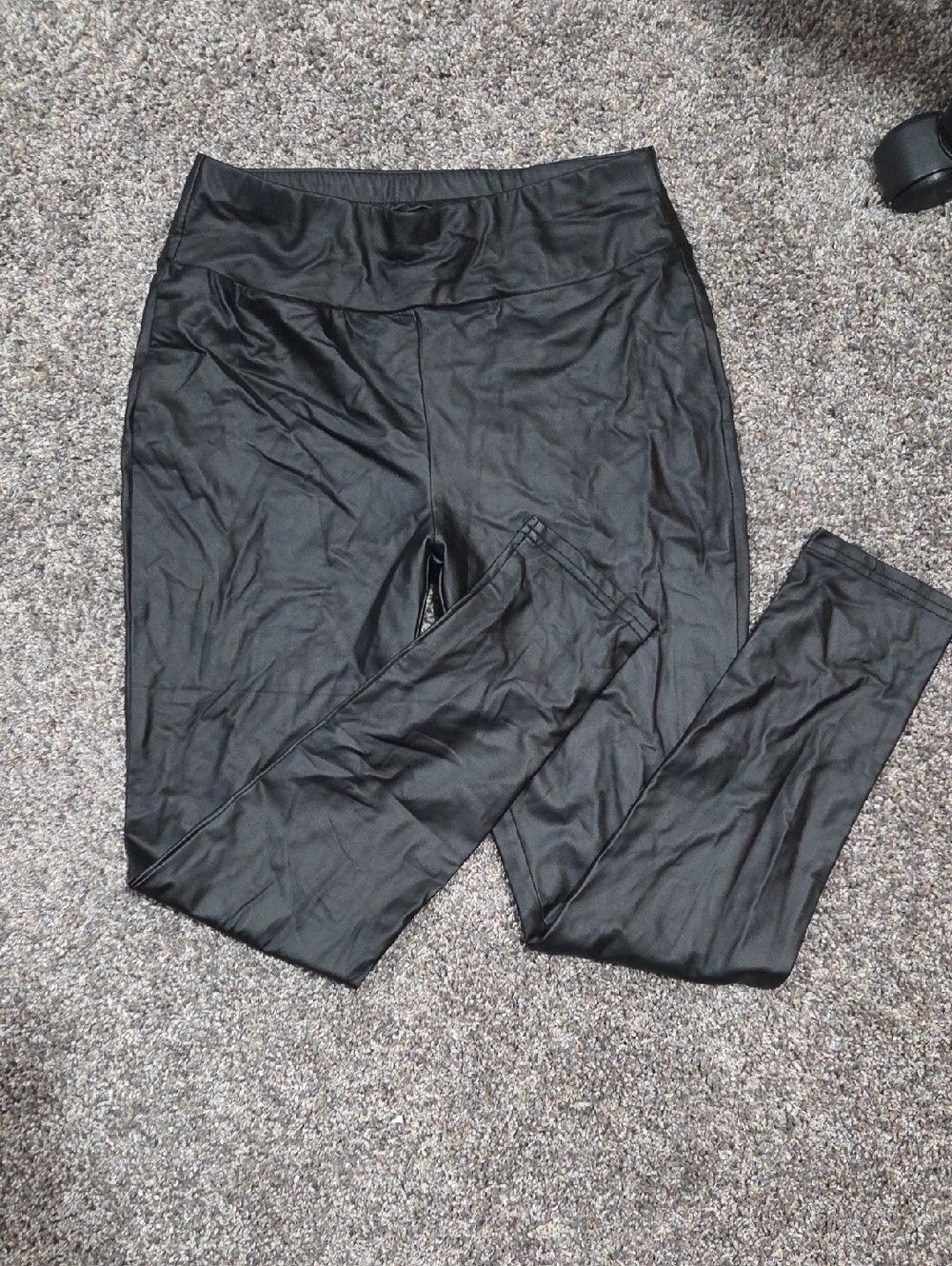 High-Waist Black Faux Leather Leggings Never Worn!